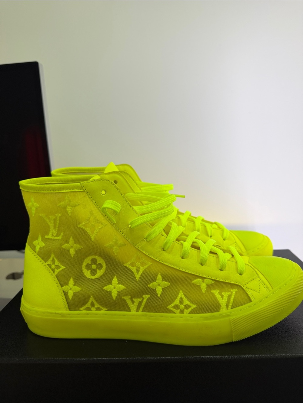 Louis Vuitton Neon Yellow High-Top Sneakers